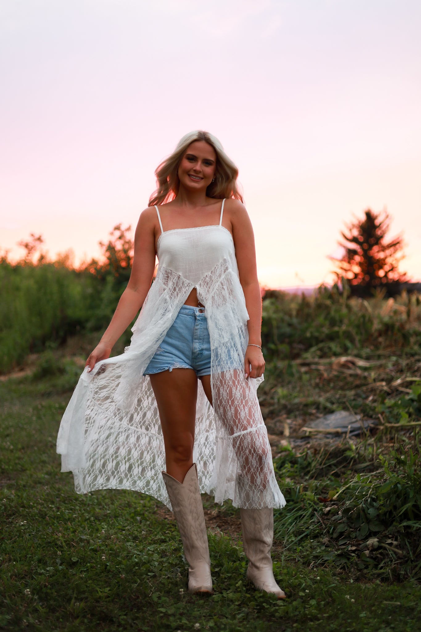 Lace Whisper Duster Top