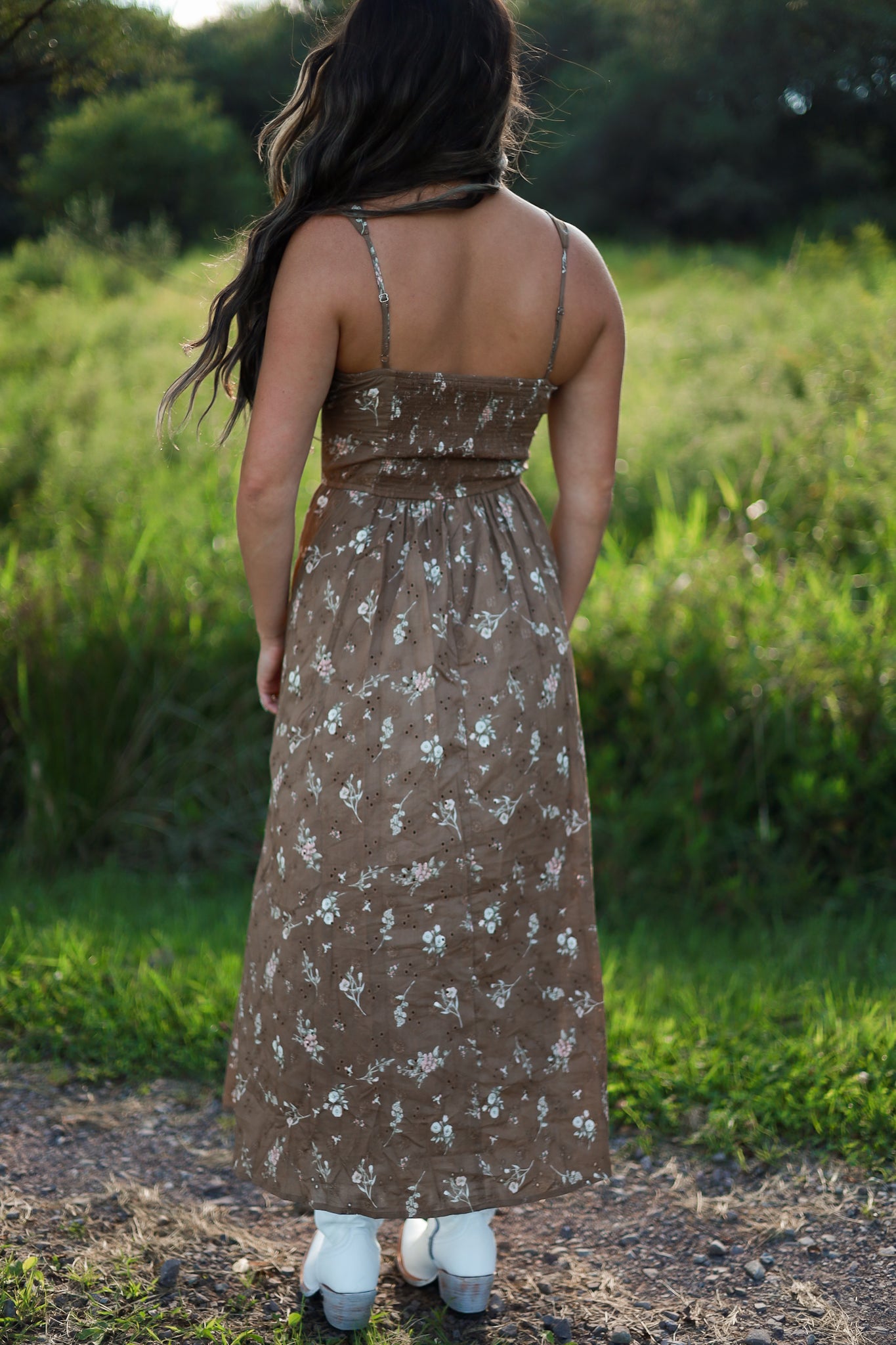 Gingerbread Floral Midi Dress