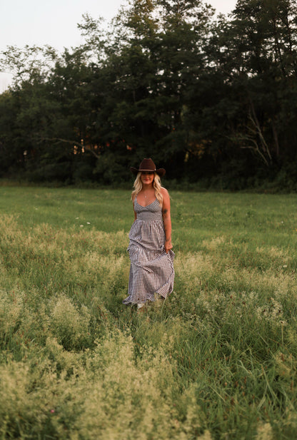 Jackson Gingham Maxi Dress - Brown