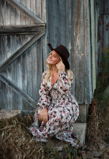 Spiced Orchard Maxi Dress - Brown