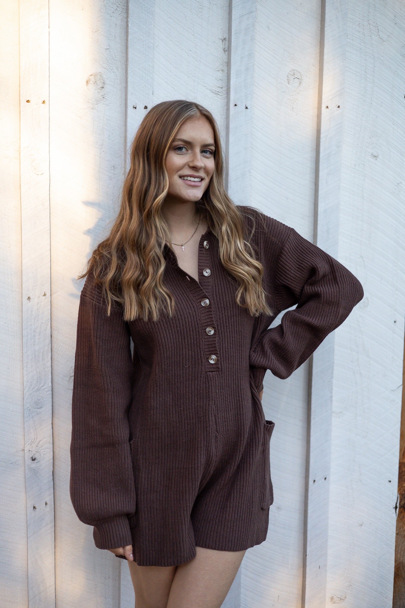 Lodge Knit Romper - Brown