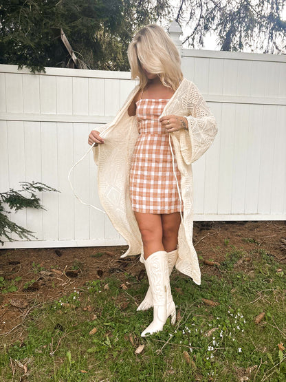Honeybell Plaid Dress - Peach