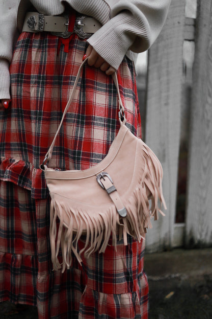 Buckle Fringe Purse - Cream
