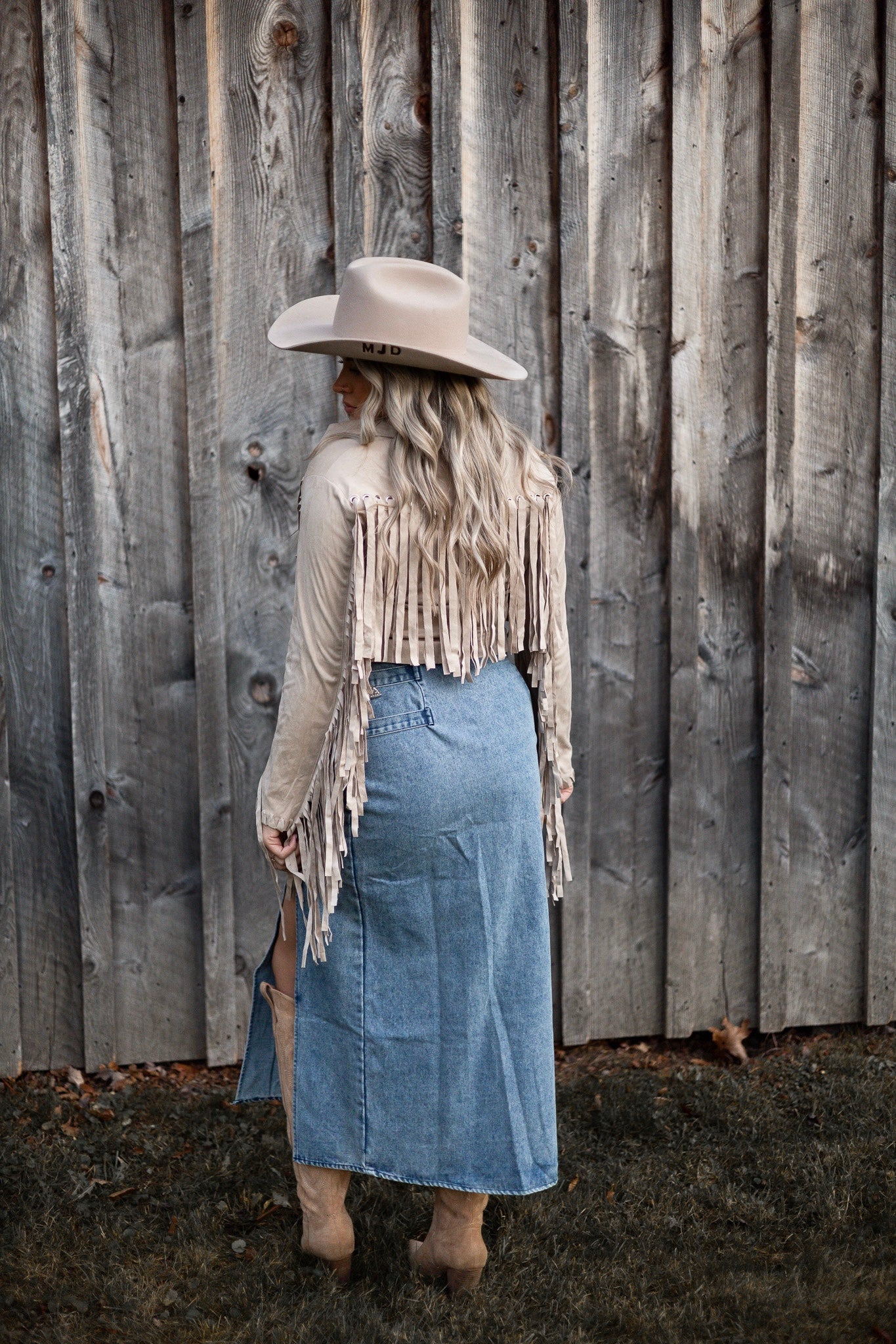 Suede Eyelet Fringe Jacket