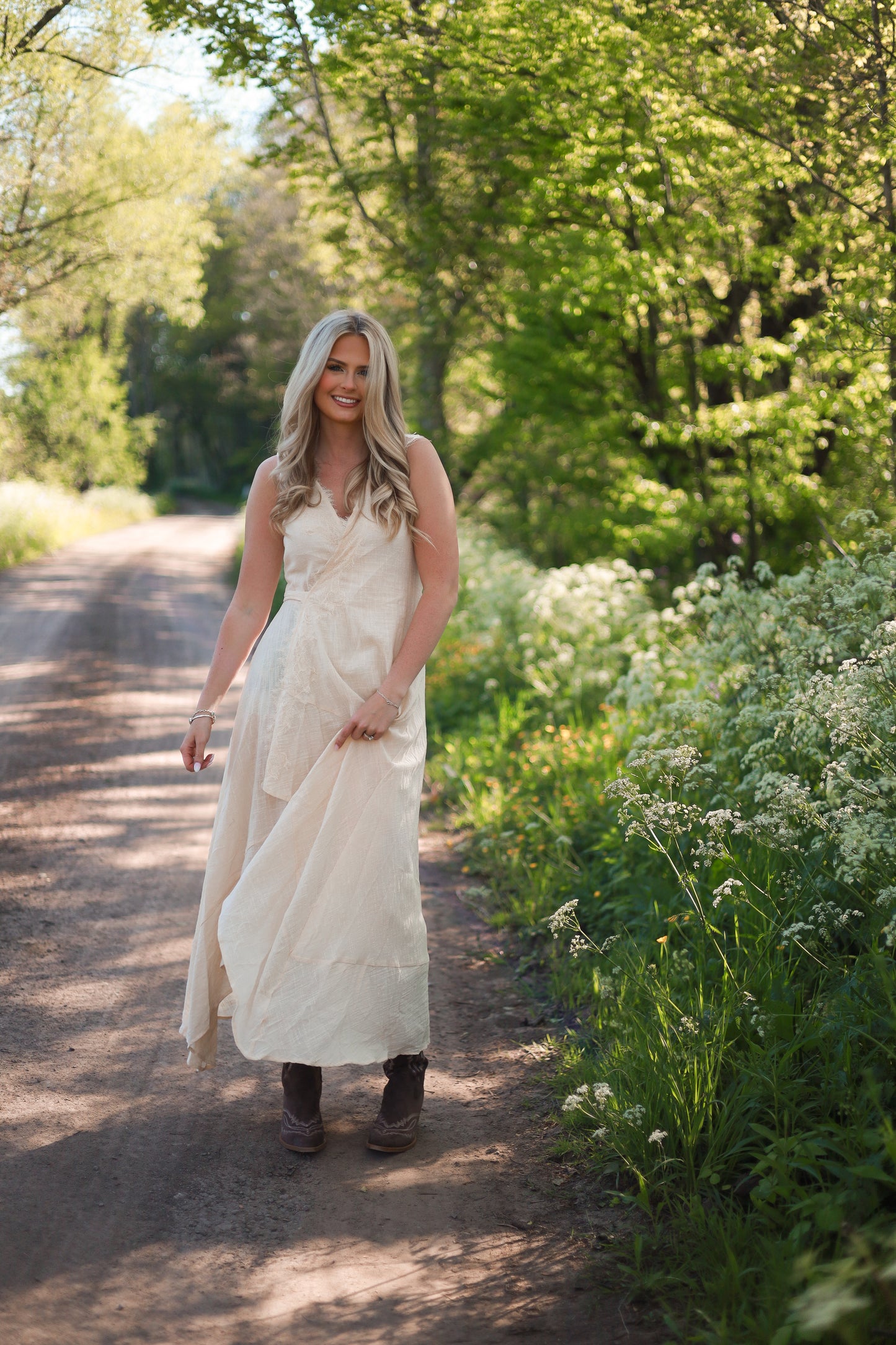 Sunset Prairie Maxi Dress - Cream