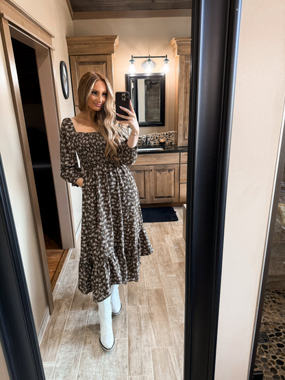 Layla Floral Maxi Dress - Brown
