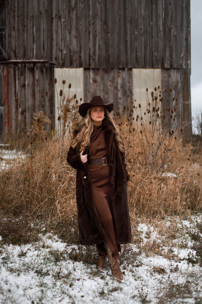 Frontier Maxi Coat - Brown