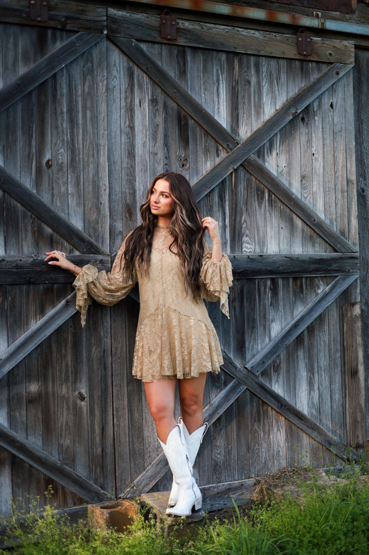 Harlow Lace Mini Dress - Moss