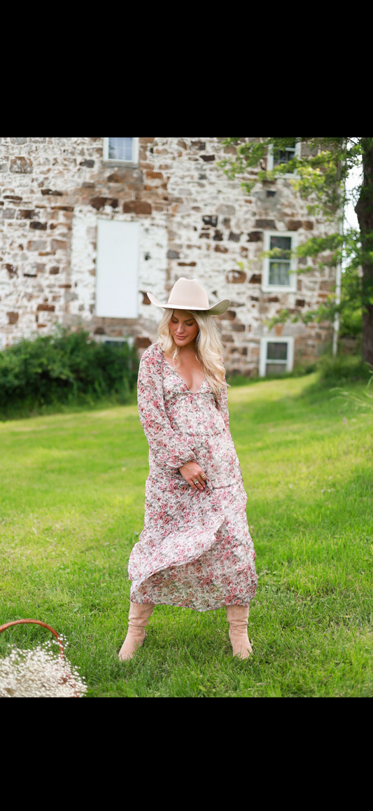 Rustic Bloom Maxi Dress