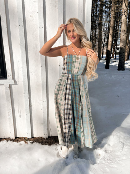 Sagebrush Plaid Maxi Dress