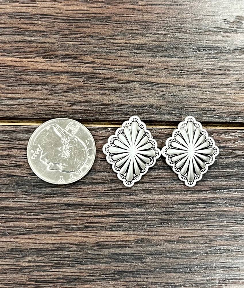 Silver Concho Stud Earrings