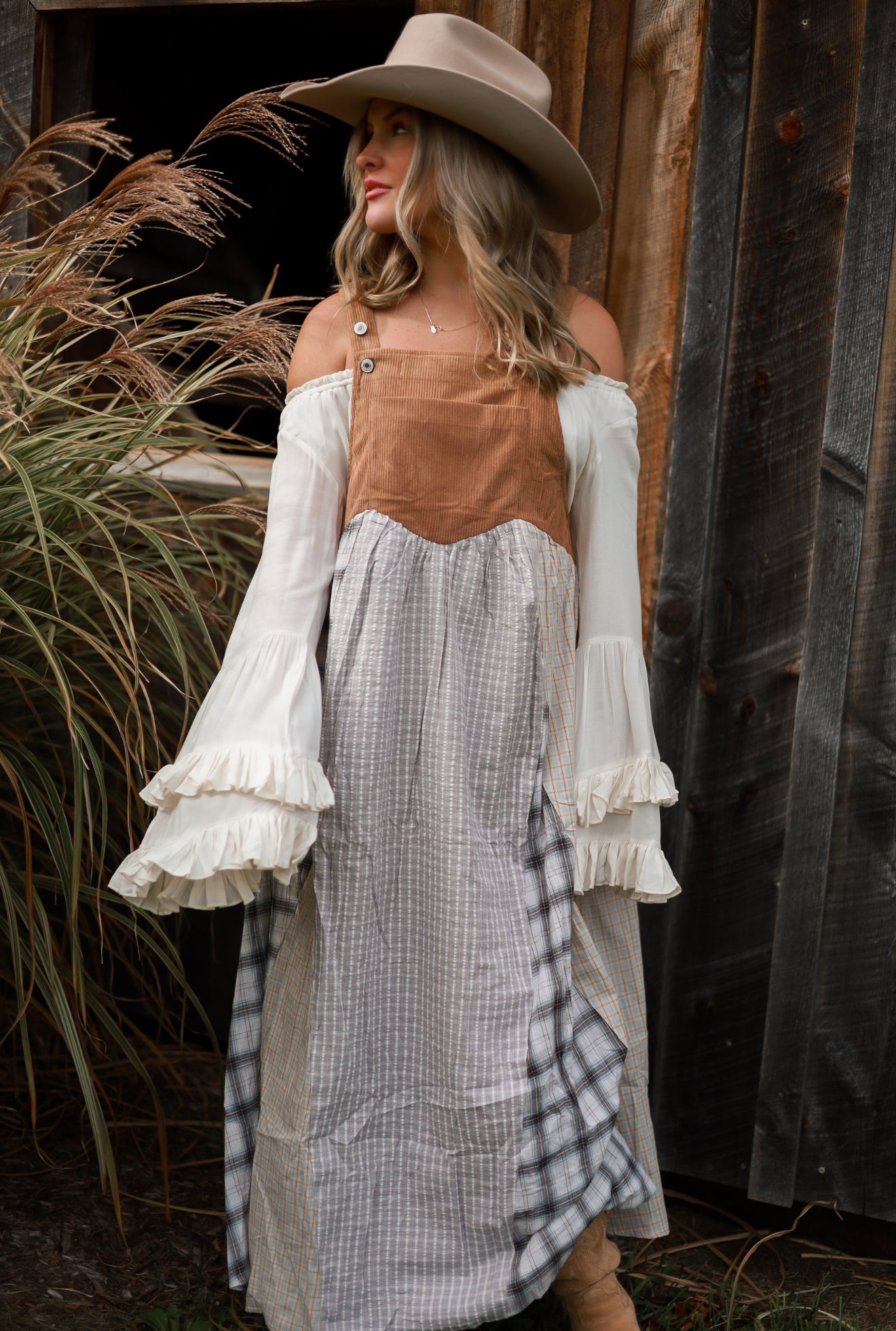 Rustic Patchwork Overall Dress