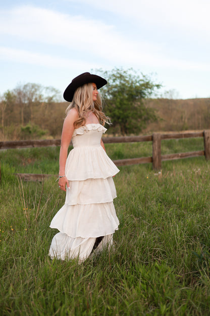 Meadow Muse Ruffle Dress - Cream