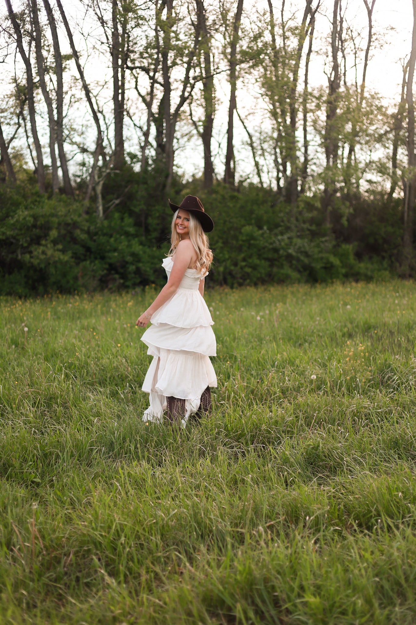 Meadow Muse Ruffle Dress - Cream