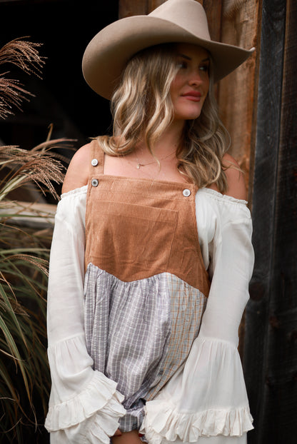 Rustic Patchwork Overall Dress