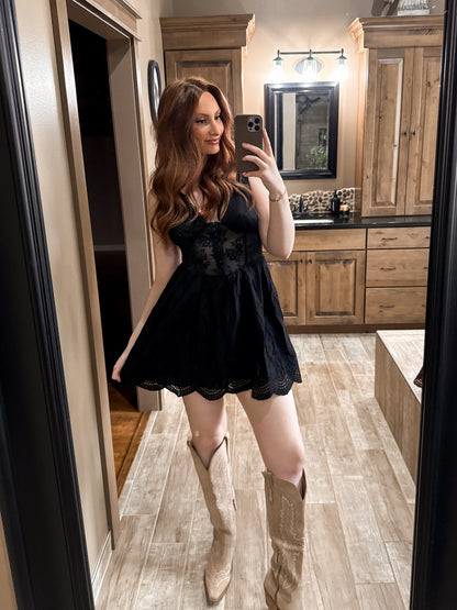 Southern Sweet Fit & Flare Dress - Black