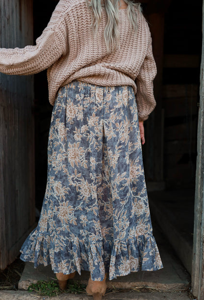 Thistlewood Drop-Waist Maxi Skirt - Blue