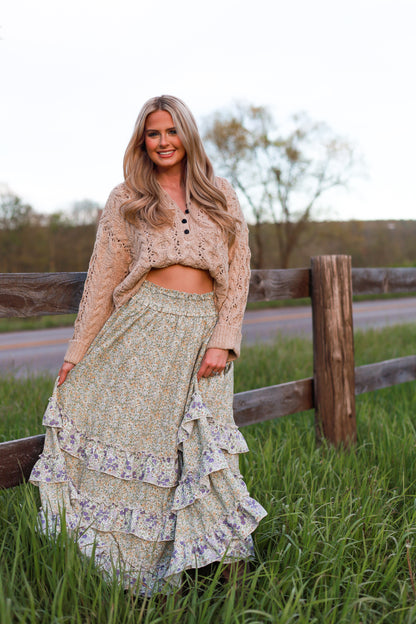 Blueberry Fleur Maxi Skirt
