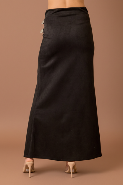 Bronc & Buckle Maxi Skirt - Black