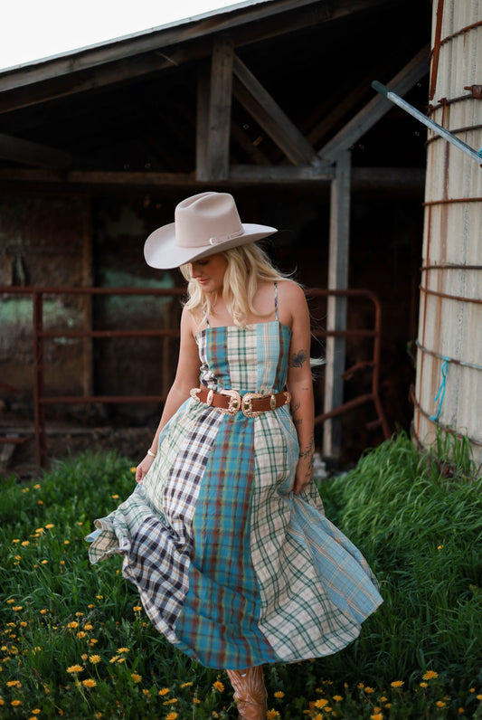 Sagebrush Plaid Maxi Dress - Mint