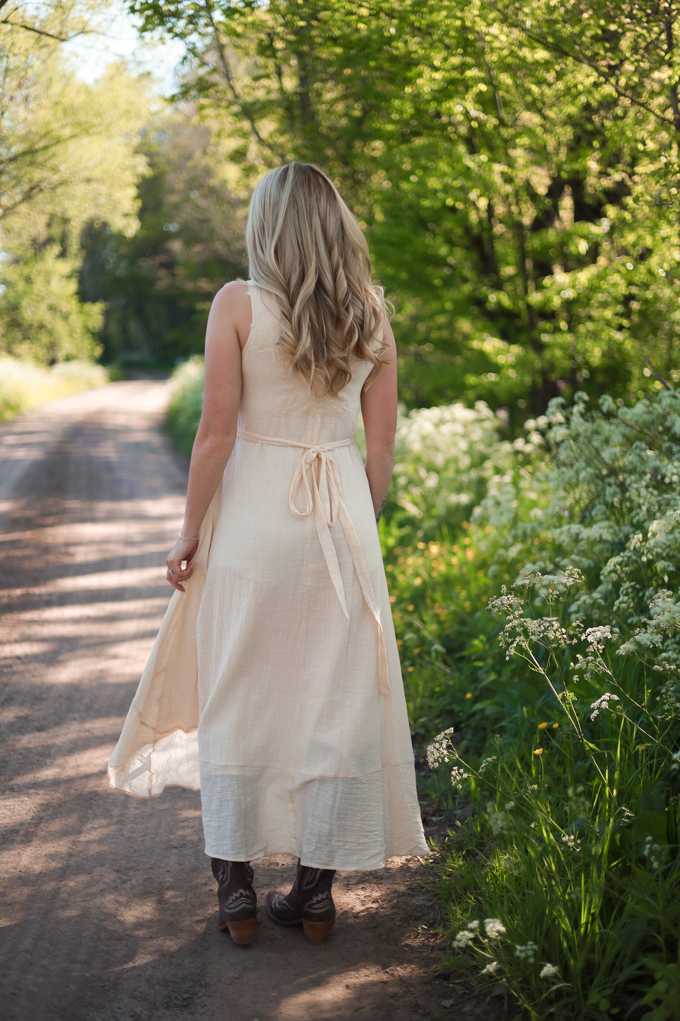 Sunset Prairie Maxi Dress - Cream