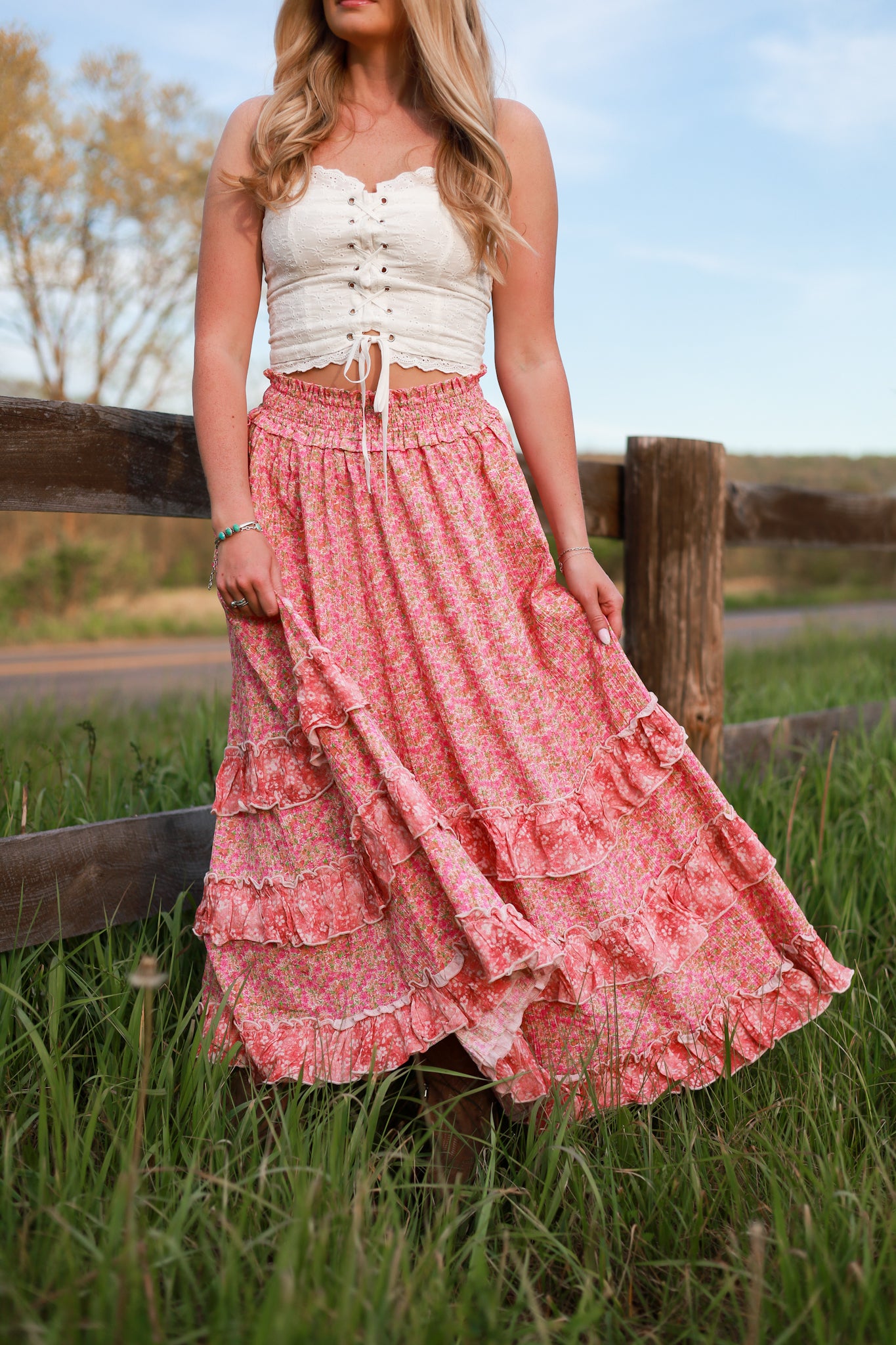 Strawberry Fleur Maxi Skirt