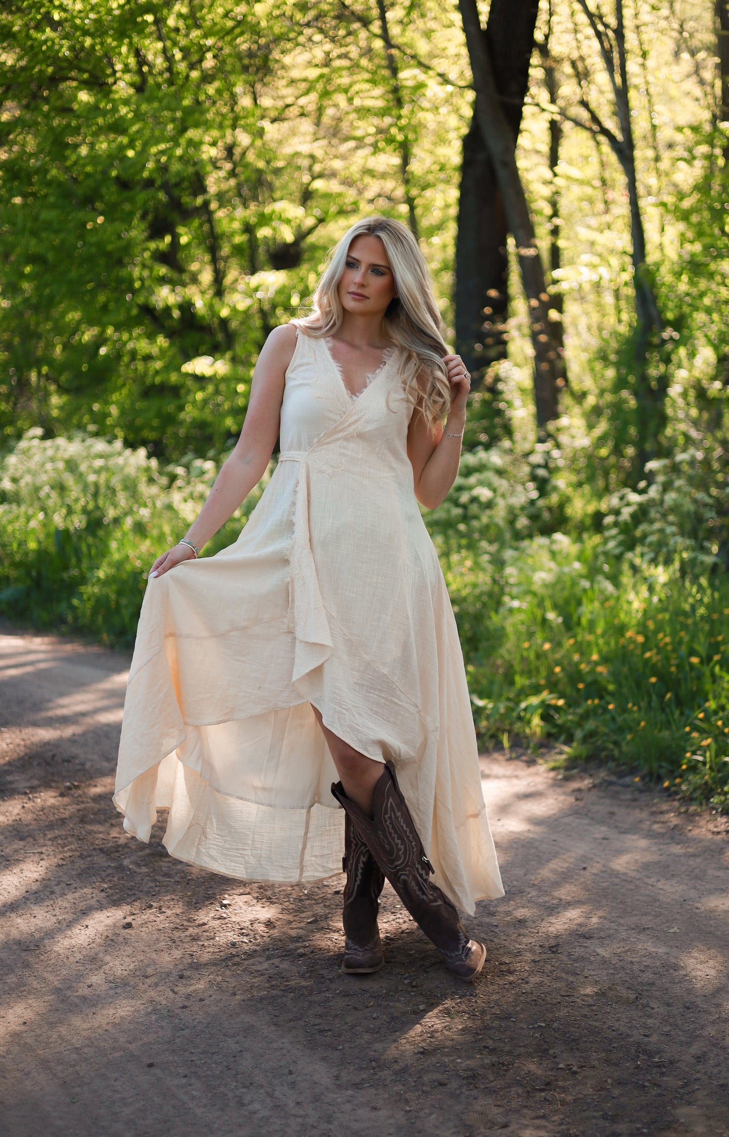Sunset Prairie Maxi Dress - Cream