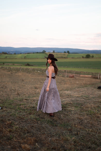 Jackson Gingham Maxi Dress - Brown