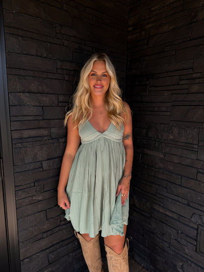Willow Mini Dress - Green Tea