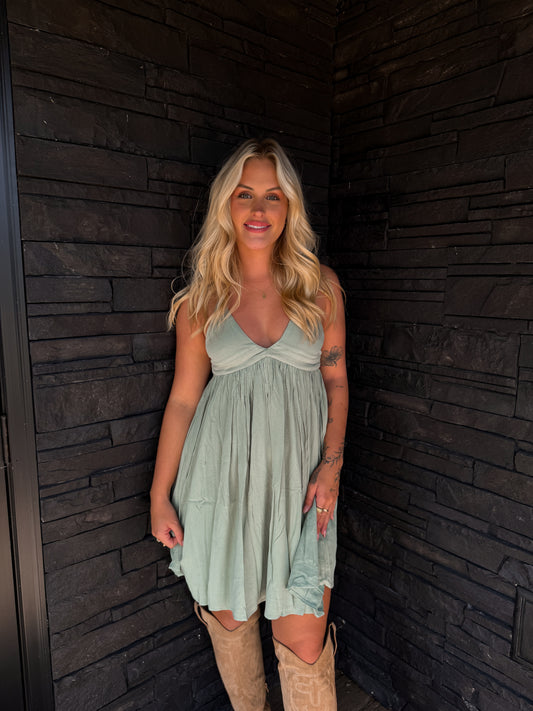 Willow Mini Dress - Green Tea