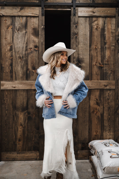 Big Sky Oversized Denim Fur Jacket