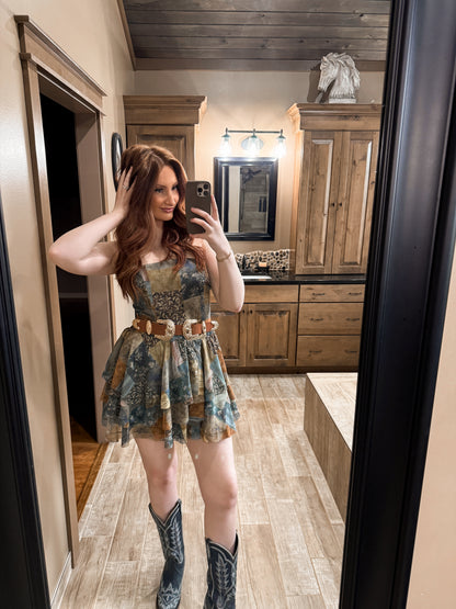 Country Patchwork Ruffle Romper