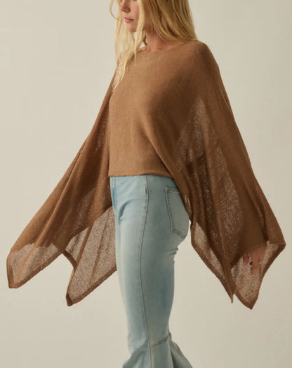 Timeless Terrace Poncho Sweater - Taupe
