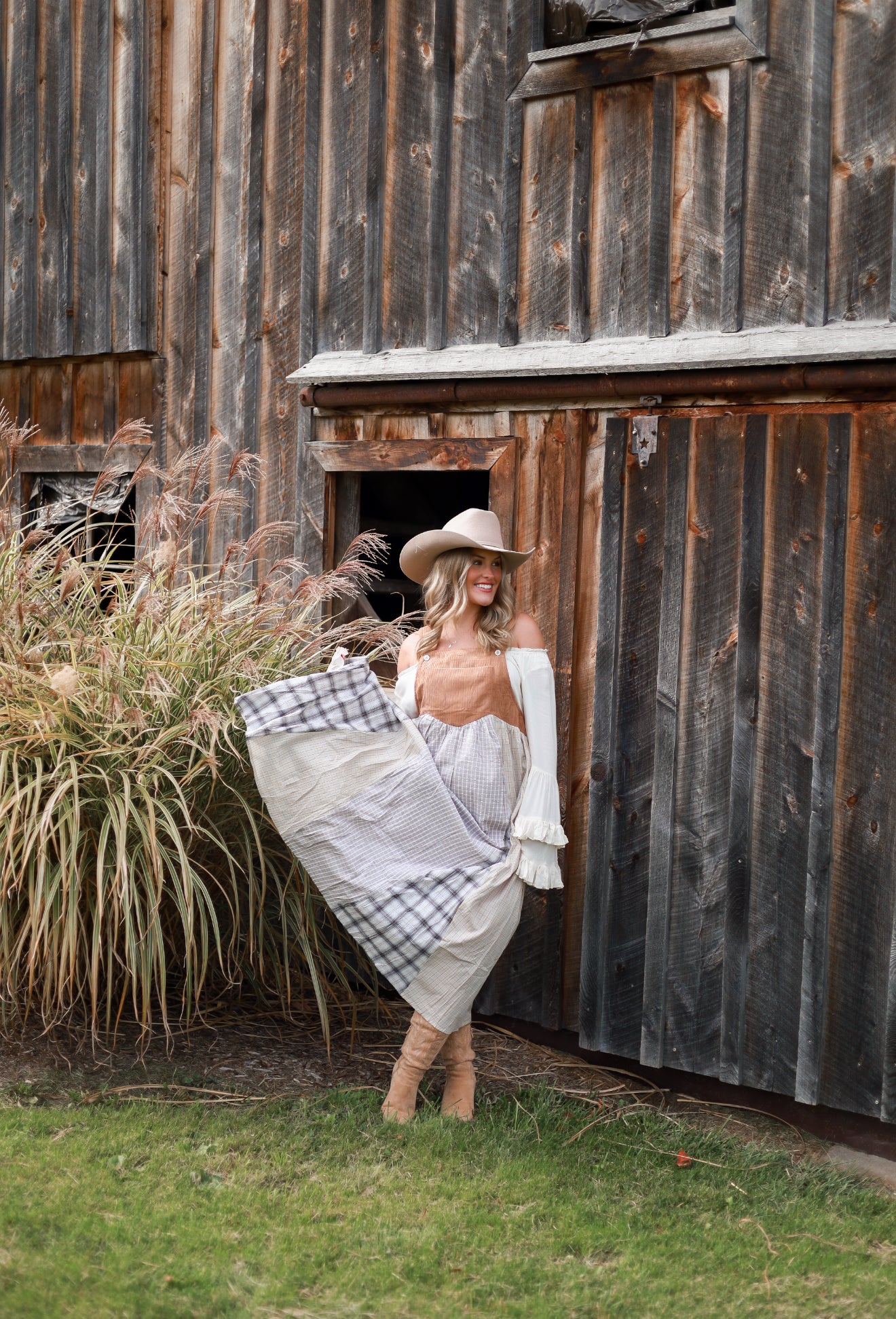 Rustic Patchwork Overall Dress