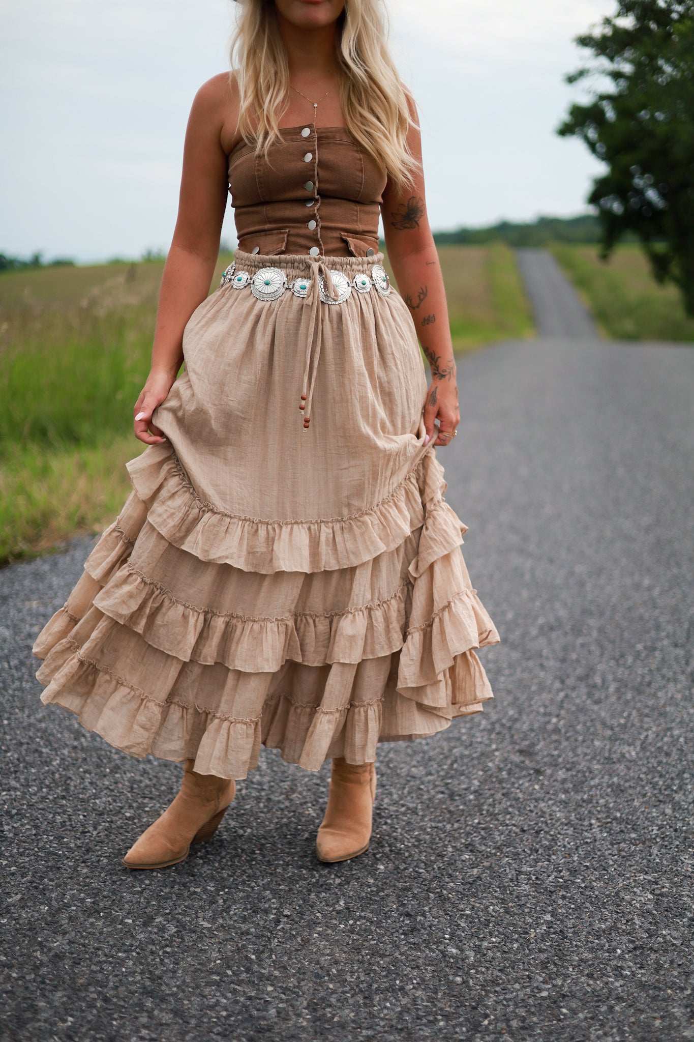 Free Winds Tiered Maxi Skirt