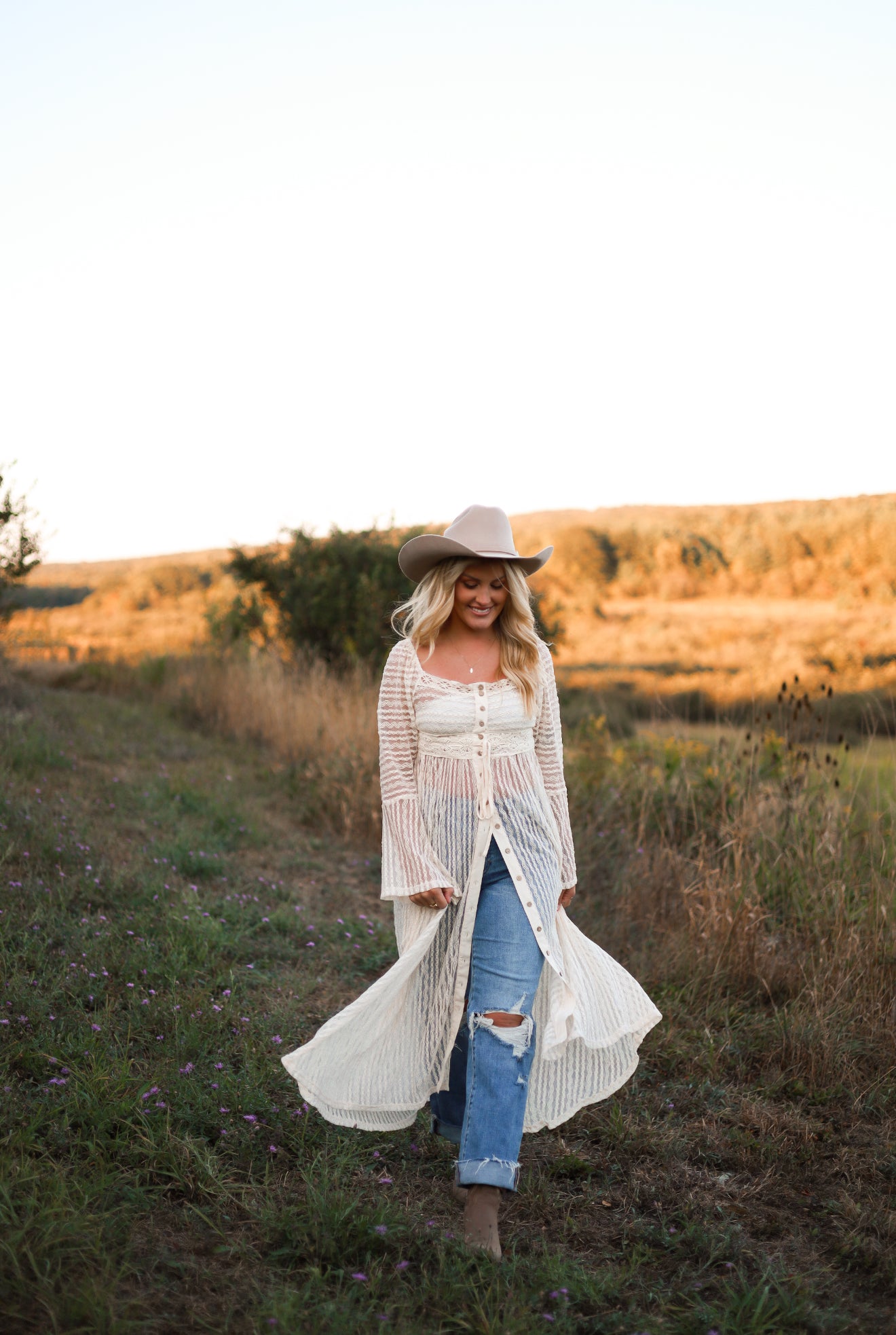 Sheer Lace Layering Midi Dress - Vanilla