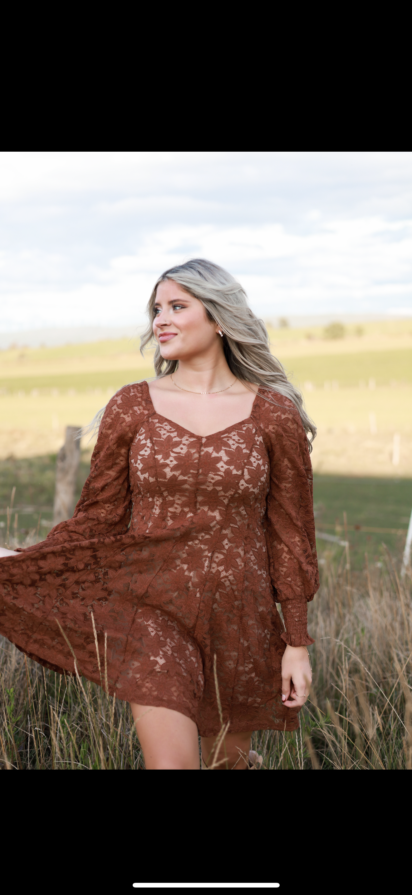 Fit and Flare Lace Mini Dress - Cinnamon