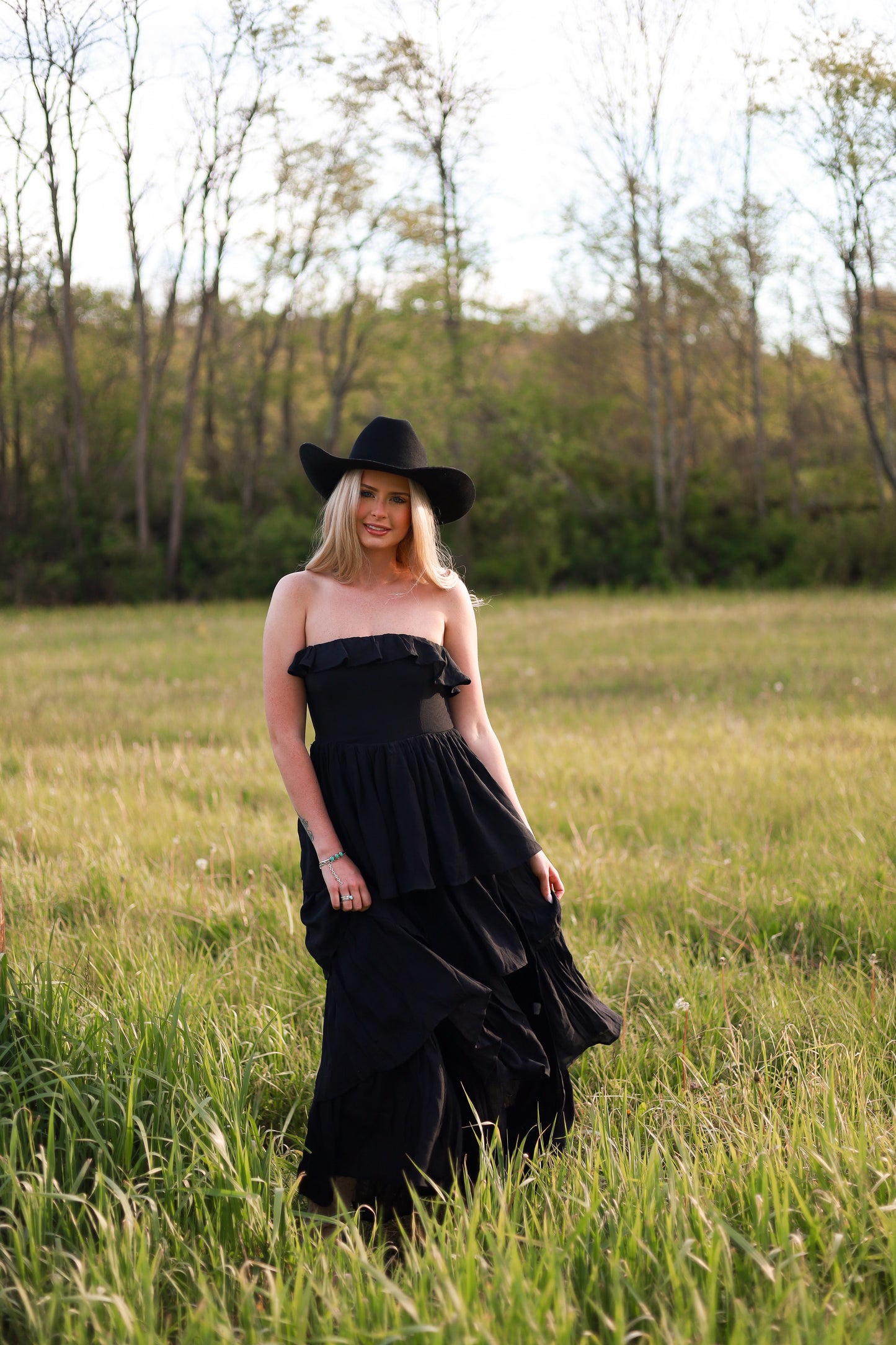Meadow Muse Ruffle Dress - Black
