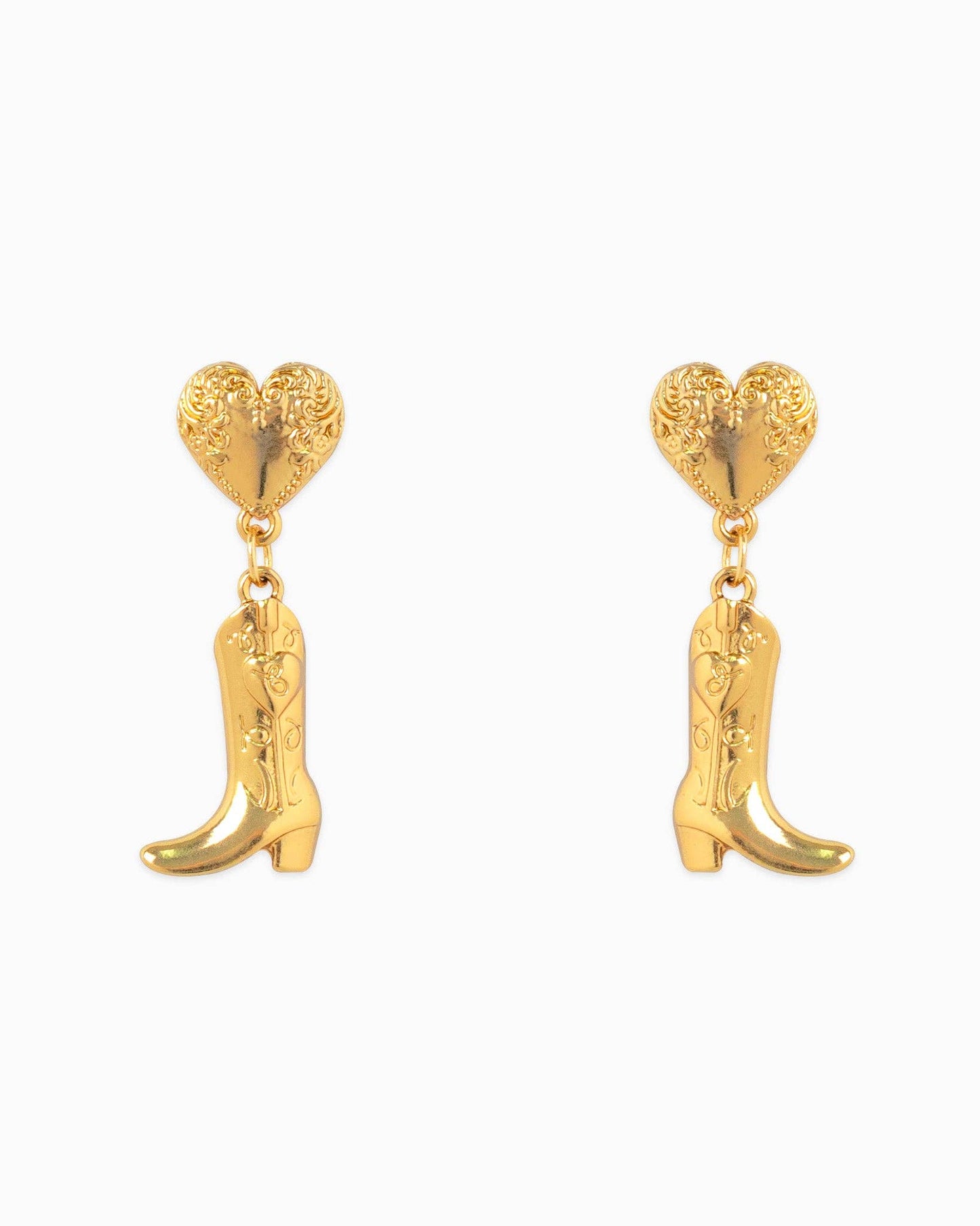 Western Heart Boot Drop Earrings