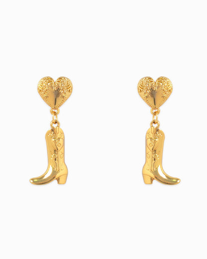 Western Heart Boot Drop Earrings