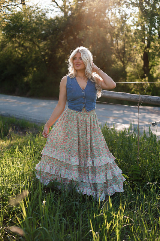 Melon Fleur Maxi Skirt