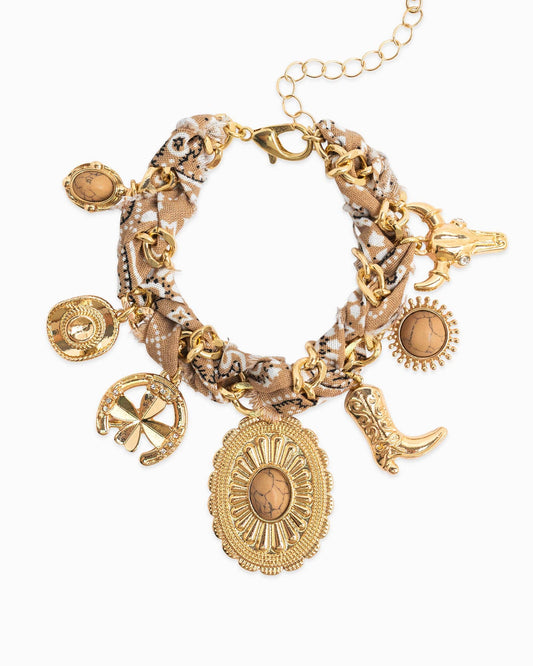 Paisley Western Bracelet: Beige