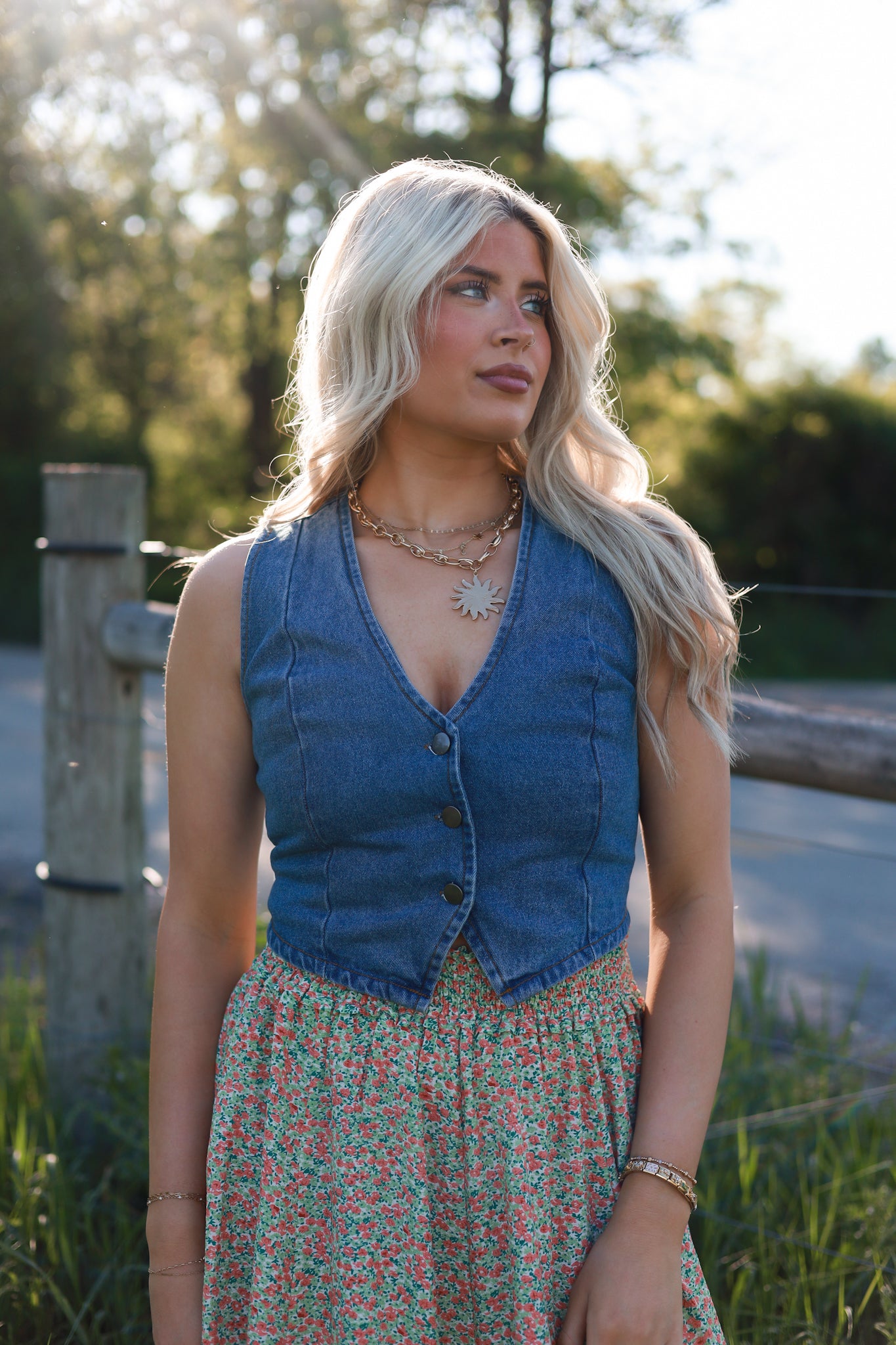 Denim Hue Vest - Dark