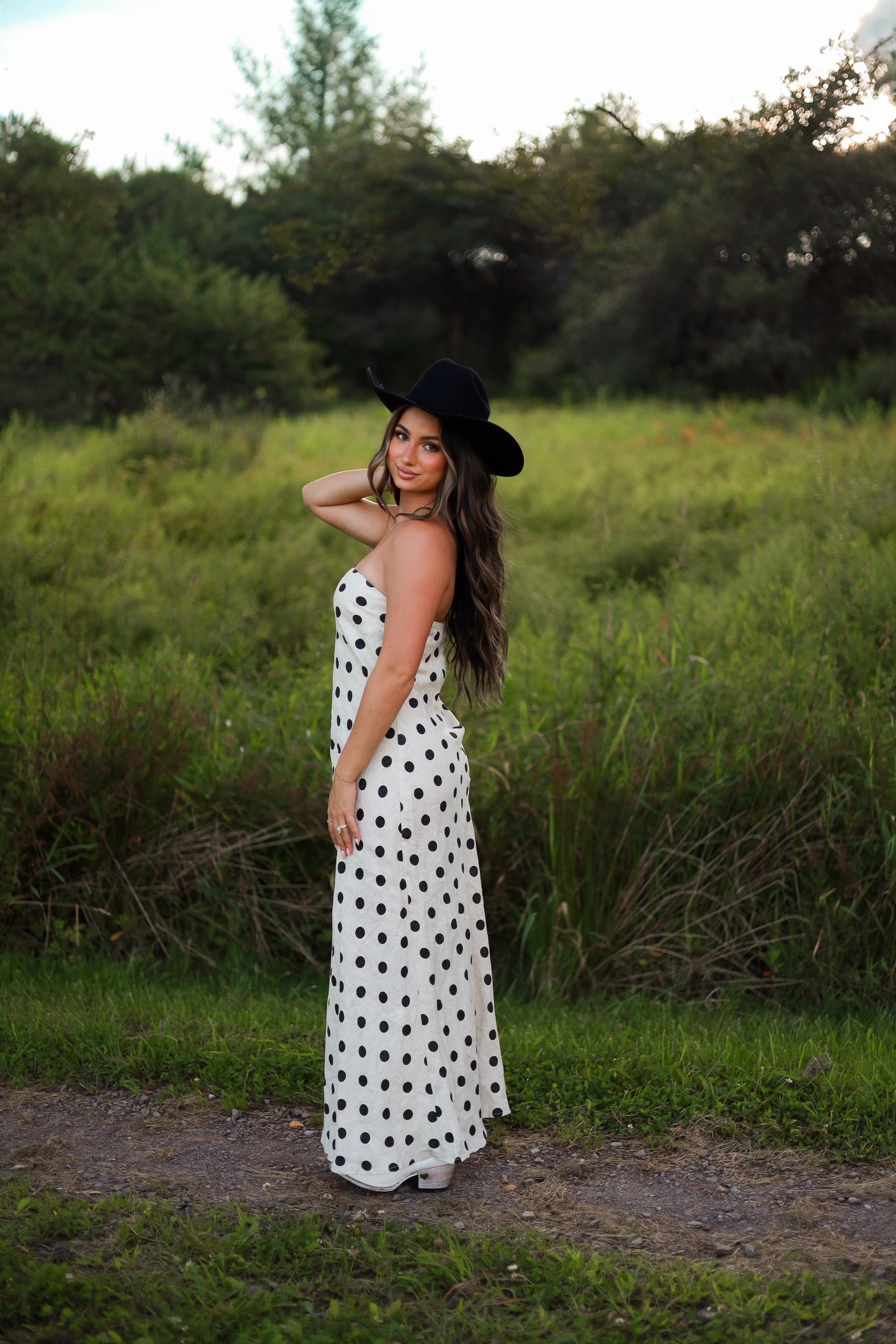 Polka Dot Linen Maxi Dress