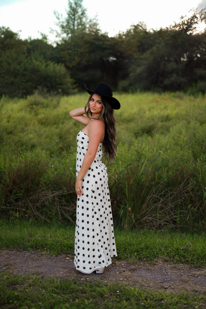 Polka Dot Linen Maxi Dress