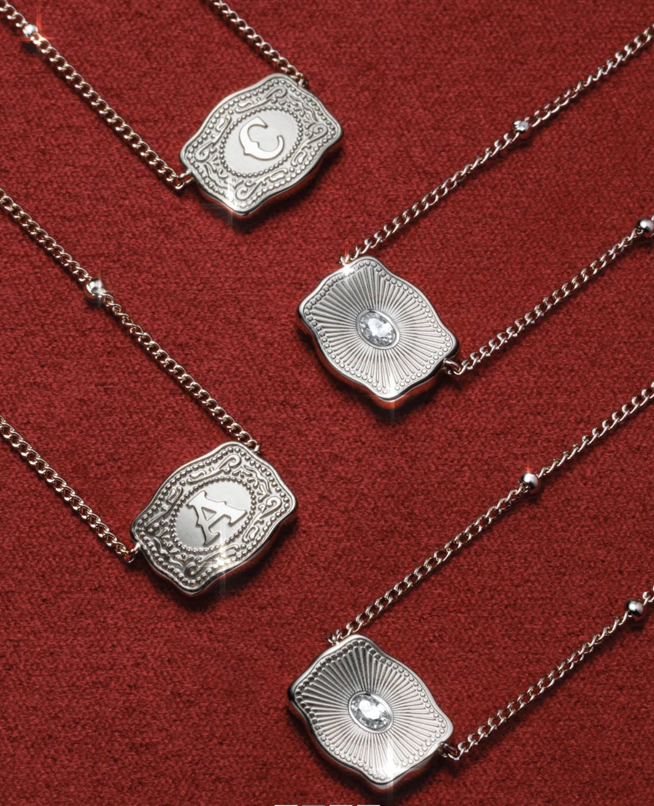 Ultra Mini Belt Buckle Necklace (Silver Initial)