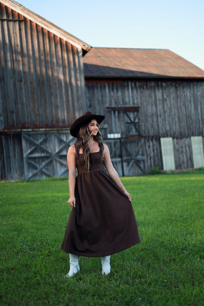 Suede Saddle Midi Dress