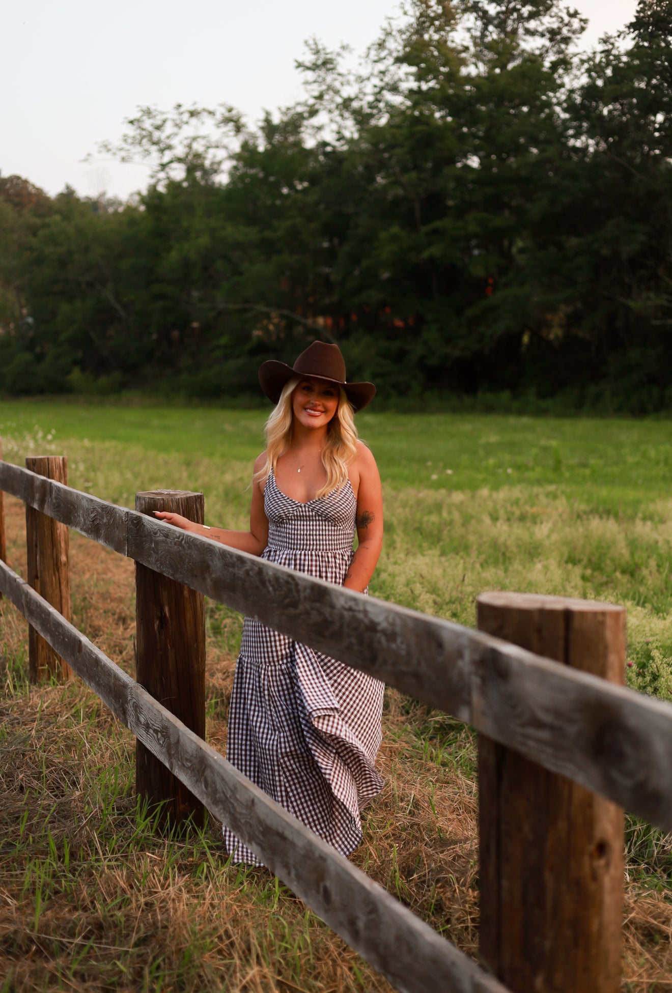 Jackson Gingham Maxi Dress - Brown