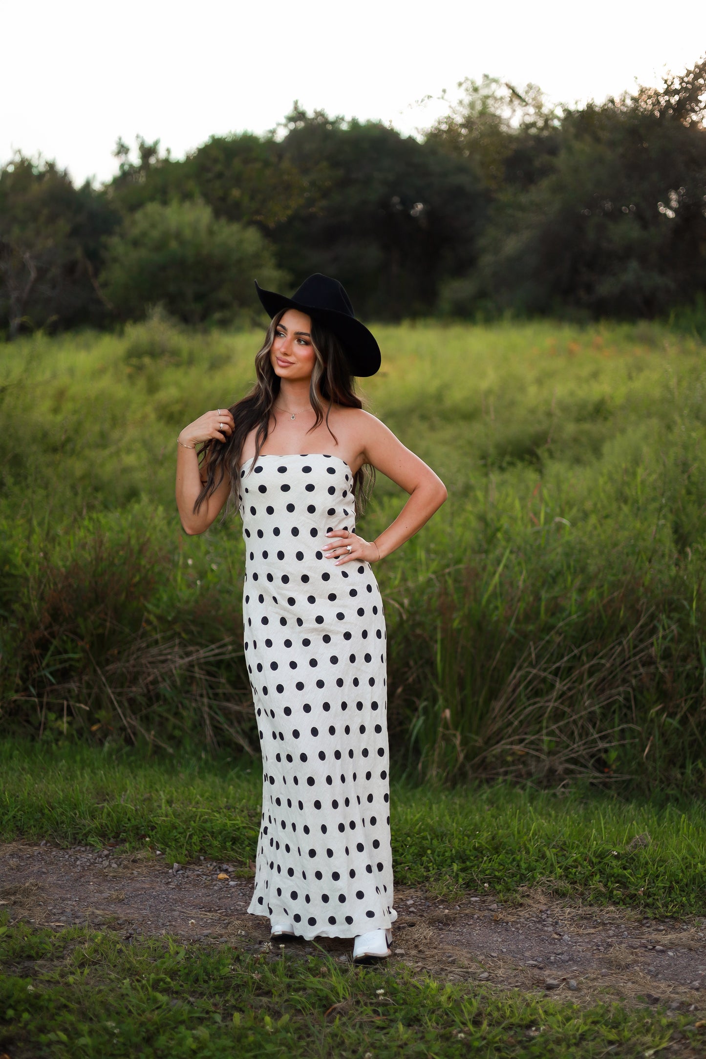 Polka Dot Linen Maxi Dress
