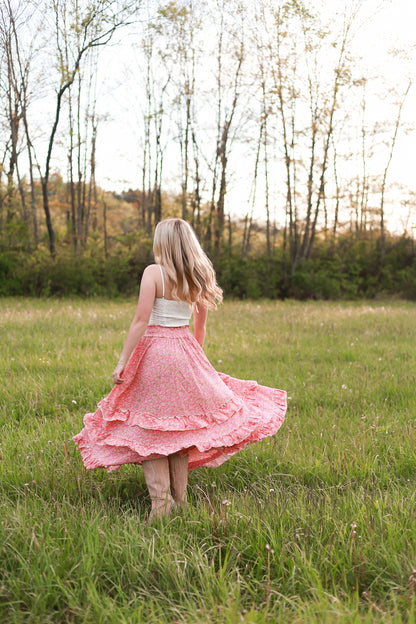 Strawberry Fleur Maxi Skirt